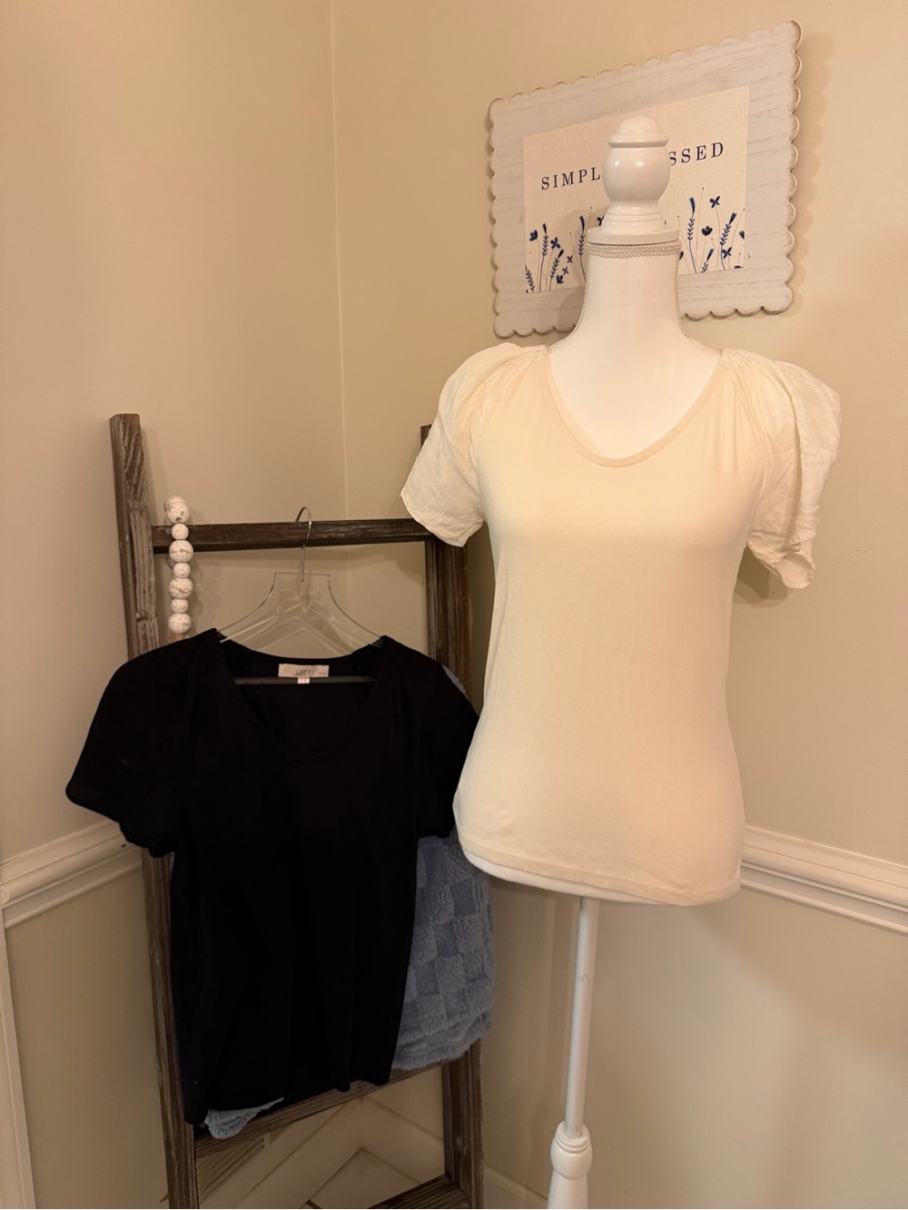 Lot of TWO Loft Ribbed Flutter Sleeve Tops